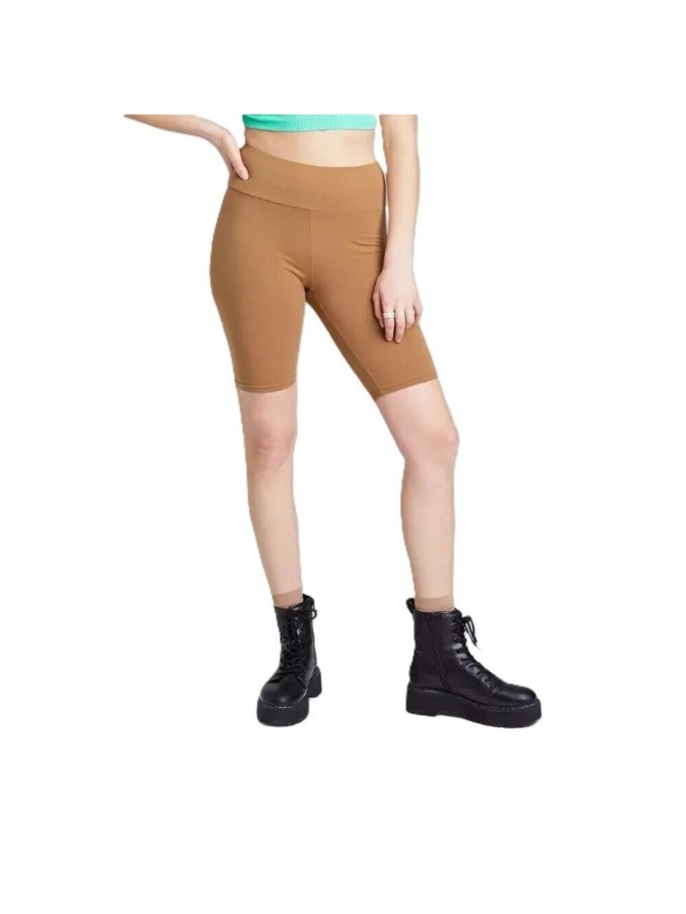 Wild Fable High Rise Cognac Brown Bike Shorts 9.5" Inseam 19" Outseam -- Size XL